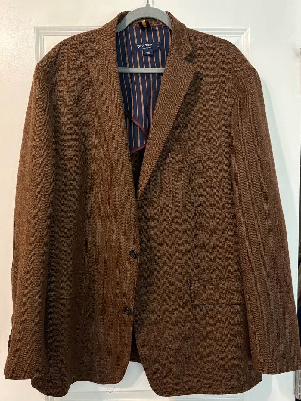 Cremieux Collection Men’s Brown Herringbone 100% Wool Tweed Blazer 
XXL